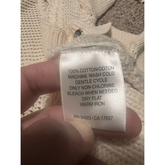 Vintage Old Navy Open Knitted Ivory Women Cardigan Snapped Front Size Large - Picture 10 of 11